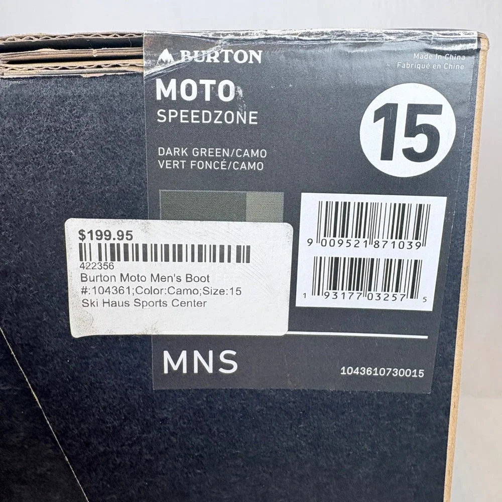 Burton Moto Speedzone Snowboard Boots Mens 15 Dark Green Camo 104361